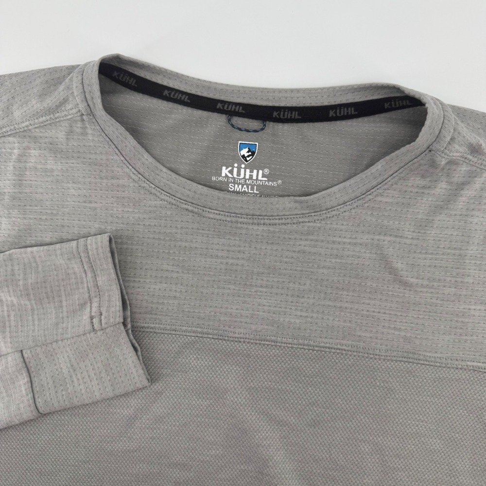 KUHL Performance Shirt Mens Small Grey Long Sleeve Crew Neck Hiking Top Stretch